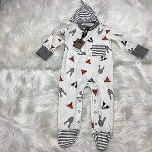 NEW Lilly + Sid Boy's Size 6-12 Months Romper Animal Fox Rabbit Heads